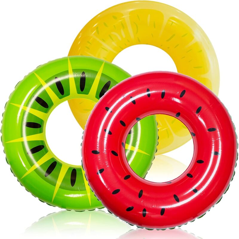 Tigrezy - Radeau gonflable (lot de 3) avec peinture de fruits d'été, jouets de piscine pour décorations de fête à la piscine