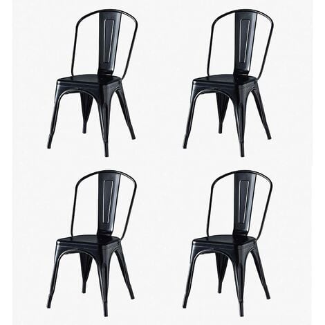 Radelldar Set of 4 Metal Dining Chair, Rust Prevention Stackable Kitchen Metal Chair, Stylish Sturdy Chair for Home Bistro Restaurant Wedding, Durable Outdoor Patio Cafe Garden Chair (Black, Set of 4)