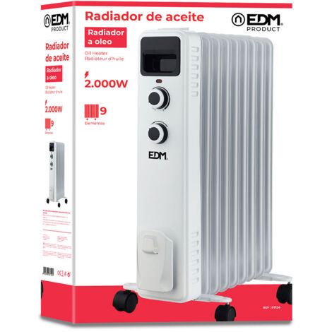 RADIADOR ACEITE 9 ELEMENTOS 2000W TAMAÑO ESPECIAL EDM