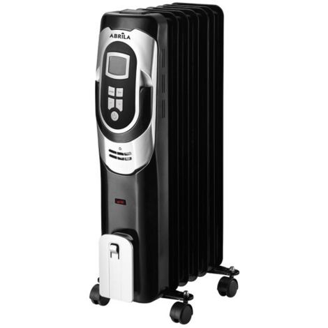 Radiador Aceite Confort 1500w 7elementos Negro/plata 3potencias Termost.reg. Temporizador, Ruedas Luz Ind. 62x34x24cm