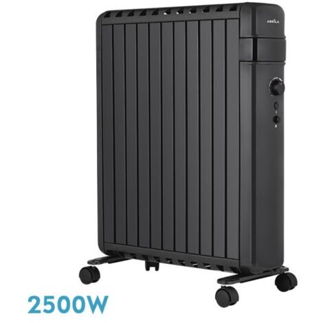 Radiador Aceite Polonia 2500w Negro Aletas Cerradas 11elementos 3potencias Antivuelco Protec.segurid.63,5x52,5x24,5cm