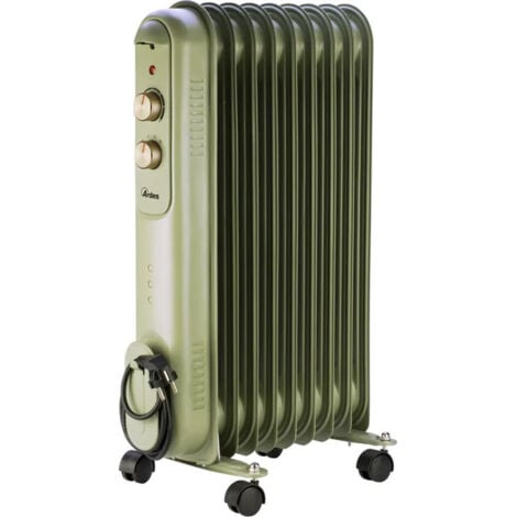 Radiador de aceite Ardes AR4R09VIN CURVY 9 RETRO con 9 resistencias, 2000 W, verde