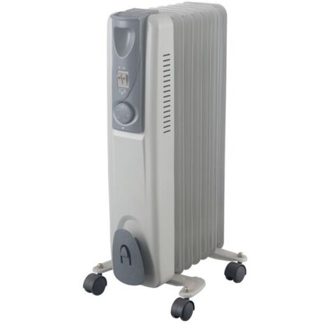 Radiador de aceite Confort 1500W, 2000W o 2500W blanco y gris  7, 9 u 11 elementos, 3 potencias, ruedas, termostato regulable Blanco / Gris 1500W Blanco / Gris 1500W