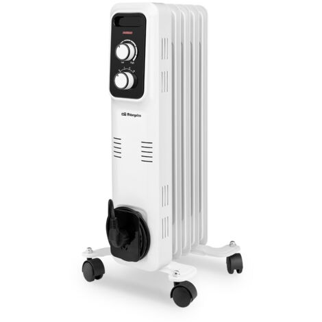 Radiador de aceite Orbegozo RL 1000, 5 elementos, termostato regulable, 3 potencias de calor, ruedas pivotantes multidireccionales, 1000 W
