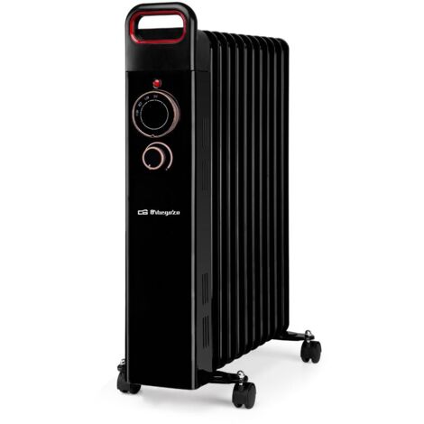 Radiador de aceite Orbegozo RUN 2500, 11 elementos, termostato regulable, 3 potencias de calor, ruedas pivotantes multidireccionales, 2500 W