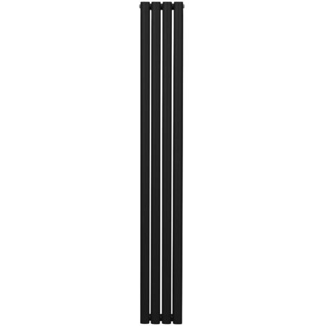 Radiador De Columna Ovalada 1800mm x 240mm Vertical  Negro   Acero  Montado en pared  Kit de fijación y soportes  + Cepillo de limpieza GRATIS  Calefacción estufa calefactor