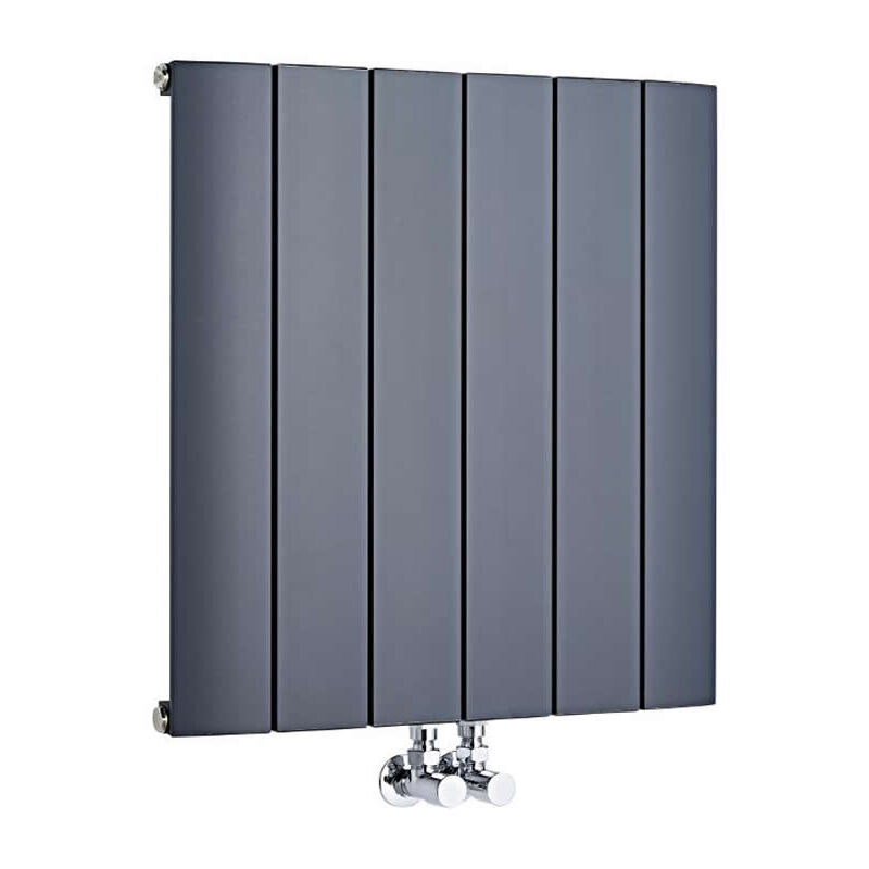 

Hudson Reed - Radiador Aurora de Diseño Horizontal - Radiador de Aluminio con Acabado Antracita - 692W - 600 x 565mm - Calefacción Moderna