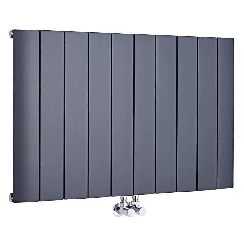 

Hudson Reed - Radiador Aurora de Diseño Horizontal - Radiador de Aluminio con Acabado Antracita - 1153W - 600 x 945mm - Calefacción Moderna