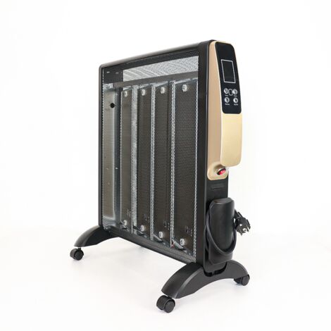 Radiador de mica Abrigo 2000W blanco/negro  4 elementos, 2 potencias, sistema antivuelco, protección sobrecalentamiento Negro  Negro