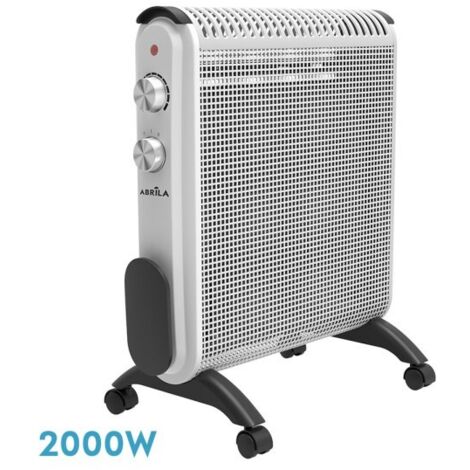 Radiador De Mica Condor 2000w 2elementos Blanco/gris 2potencias,antivuelco,termostato,c/ruedas Y Asa 52x46x25cm