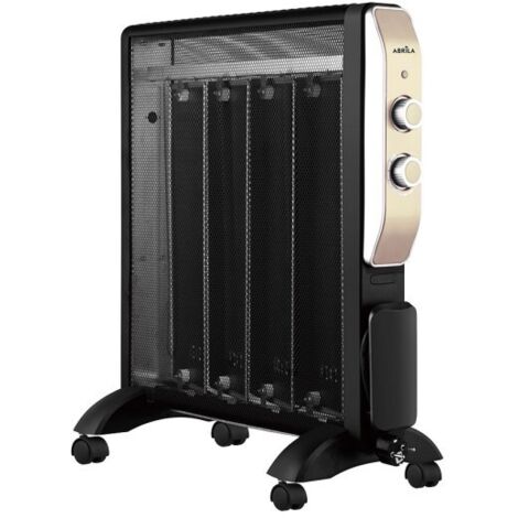 Radiador de mica FABRILAMP ABRIGO para calefacción interior, 2000W, 4 elementos, 2 potencias, termostato regulable, sistema antivuelco y ruedas