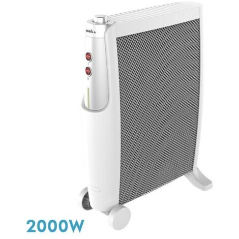 Radiador De Mica Imperial 2000w 2elem Blanco/plata 2 Potencias Antivuelco,termostato,c/ruedas 66x48,5x23cm