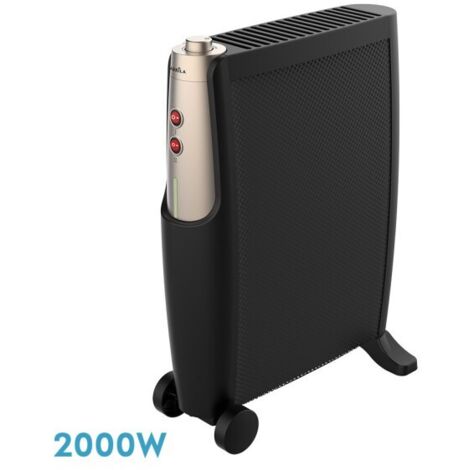 Radiador de mica imperial 2000w 2elem negro/oro 2potencias antivuelco,termostato,c/ruedas 66x48,5x23cm