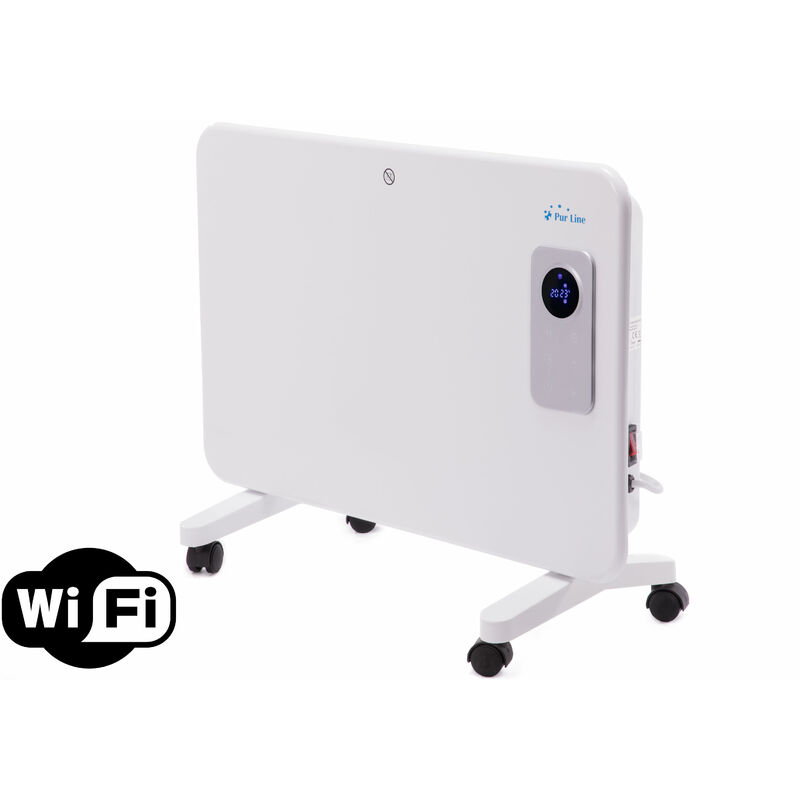 

Radiador digital de aluminio 1000W, diseño extraplano, blanco, con control WiFi, apto para baño