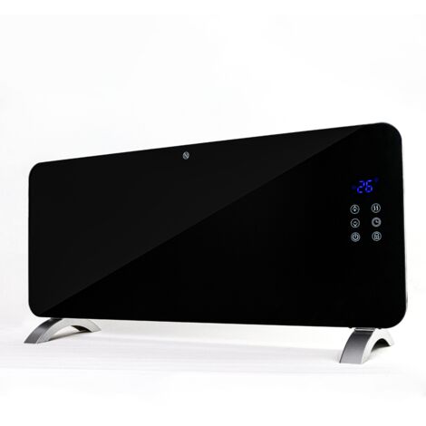 Radiador eléctrico cristal Gaban 2000w negro  Control Wifi, 2 potencias, pantalla LED, protección contra sobrecalentamiento