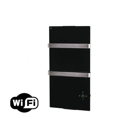 Radiador toallero eléctrico de cristal templado negro y control por App WIFI ZAFIR V600T B