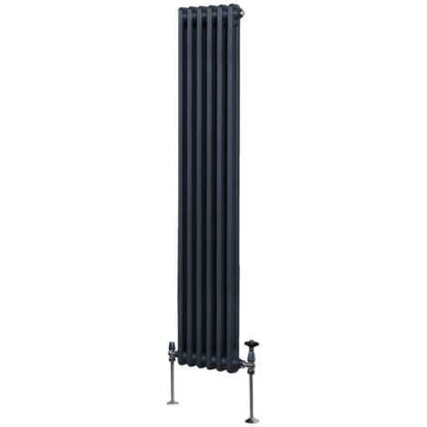 Radiador Tradicional Vertical de 2 columnas 1800mm x 292mm  Gris Antracita   Acero  Montado en pared  Kit de fijación y soportes  + Cepillo de limpieza GRATIS  Calefacción estufa calefactor