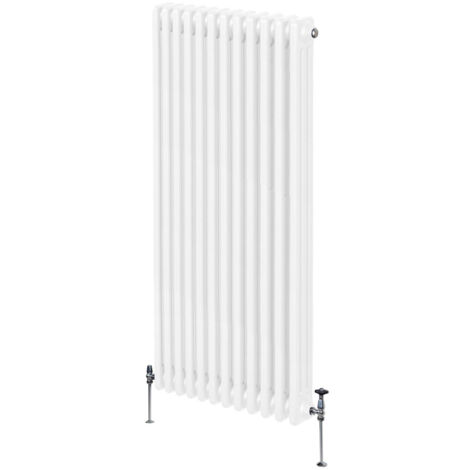 Radiador Tradicional Vertical de 3 columnas 1500mm x562mm  Blanco   Acero  Montado en pared  Kit de fijación y soportes  + Cepillo de limpieza GRATIS  Calefacción estufa calefactor
