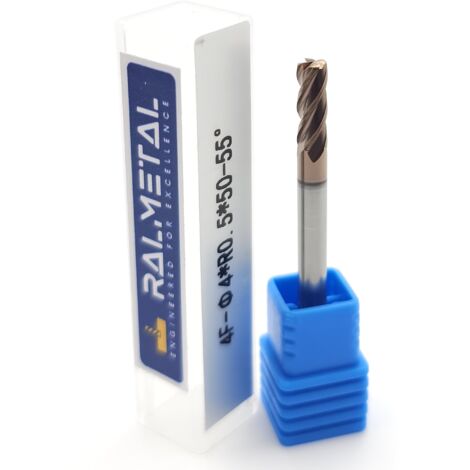 Radialfräser aus Vollhartmetall 4 x R0,5 x 4D x 50 mm 55 HRC