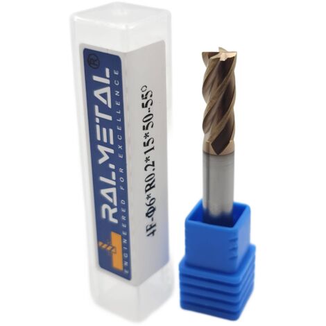 Radialfräser aus Vollhartmetall 6 x R0,2 x 50 mm 55 HRC