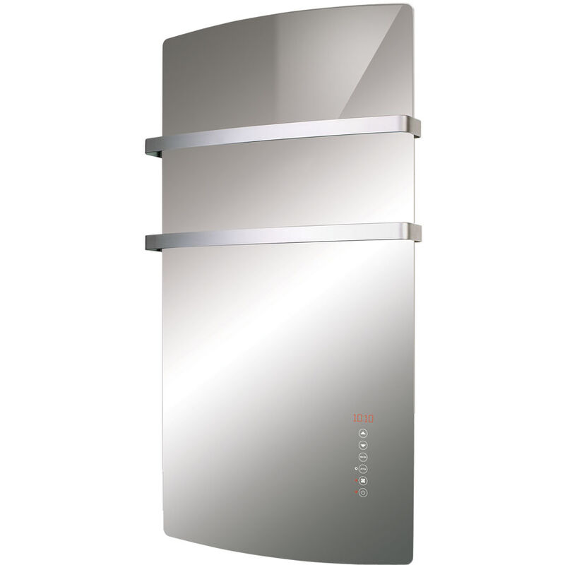 Radialight - Deva Designer Glass Electric Bathroom Fan Heater with Towel Bars, Mirror