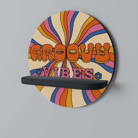 RADIANT GROOVY VIBES Rundes Regal Schwarz