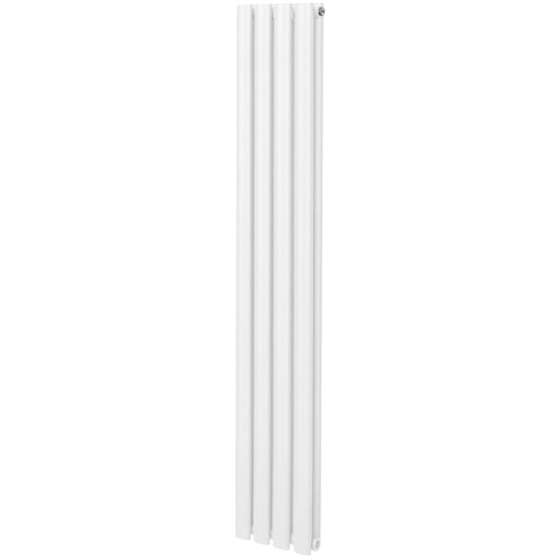 Monster-shop - Radiateur à Colonne Ovale 1600mm x 240mm, Chauffage Moderne Vertical à Tube Ovale en Acier au Carbone Blanc Brillant, Cuisine Salon