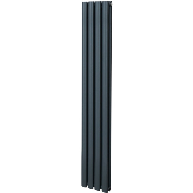 Monster-shop - Radiateur à Colonne Ovale 1600mm x 240mm, Chauffage Moderne Vertical à Tube Ovale en Acier au Carbone Gris Anthracite Mat, Cuisine