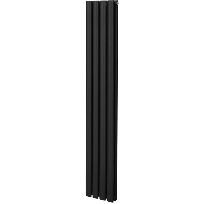 Monster-shop - Radiateur à Colonne Ovale 1600mm x 240mm, Chauffage Moderne Vertical à Tube Ovale en Acier au Carbone Noir Mat, Cuisine Salon Salle de