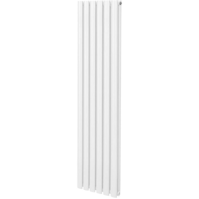Monster-shop - Radiateur à Colonne Ovale 1600mm x 360mm, Chauffage Moderne Vertical à Tube Ovale en Acier au Carbone Blanc Brillant, Cuisine Salon