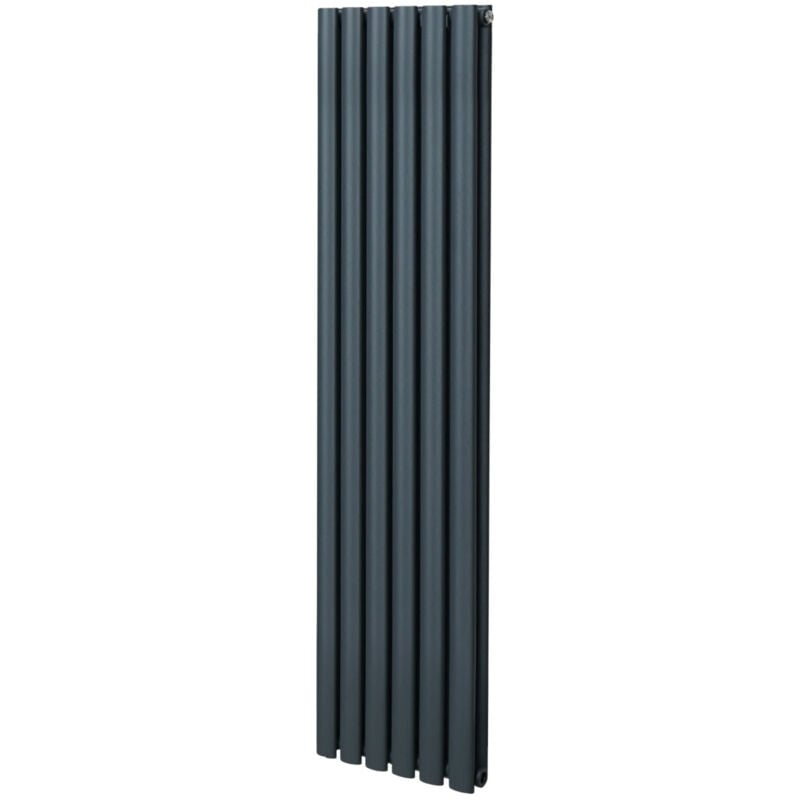 Monster-shop - Radiateur à Colonne Ovale 1600mm x 360mm, Chauffage Moderne Vertical à Tube Ovale en Acier au Carbone Gris Anthracite Mat, Cuisine