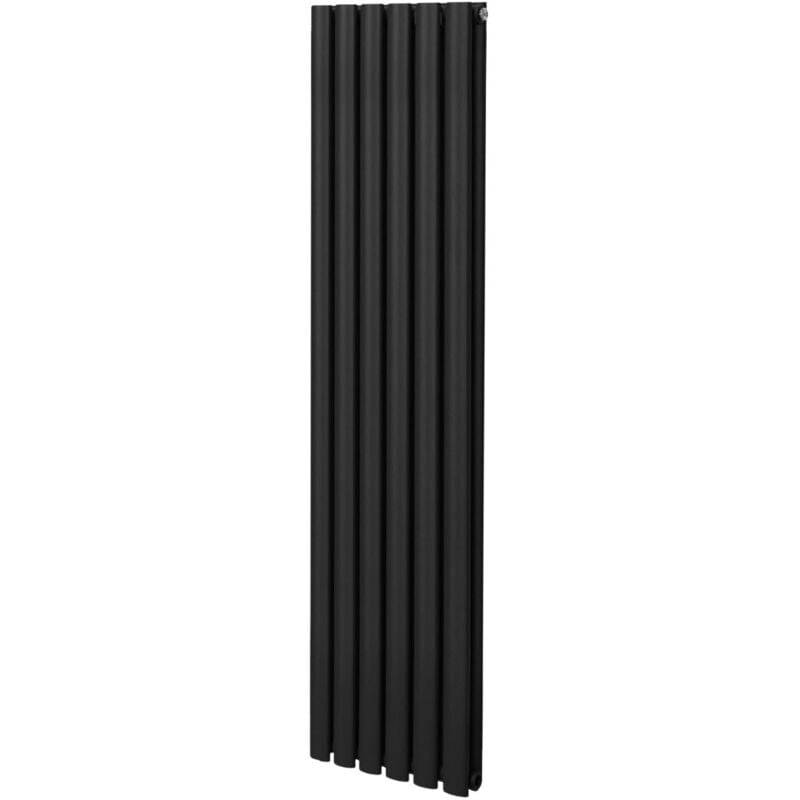 Monster-shop - Radiateur à Colonne Ovale 1600mm x 360mm, Chauffage Moderne Vertical à Tube Ovale en Acier au Carbone Noir Mat, Cuisine Salon Salle de