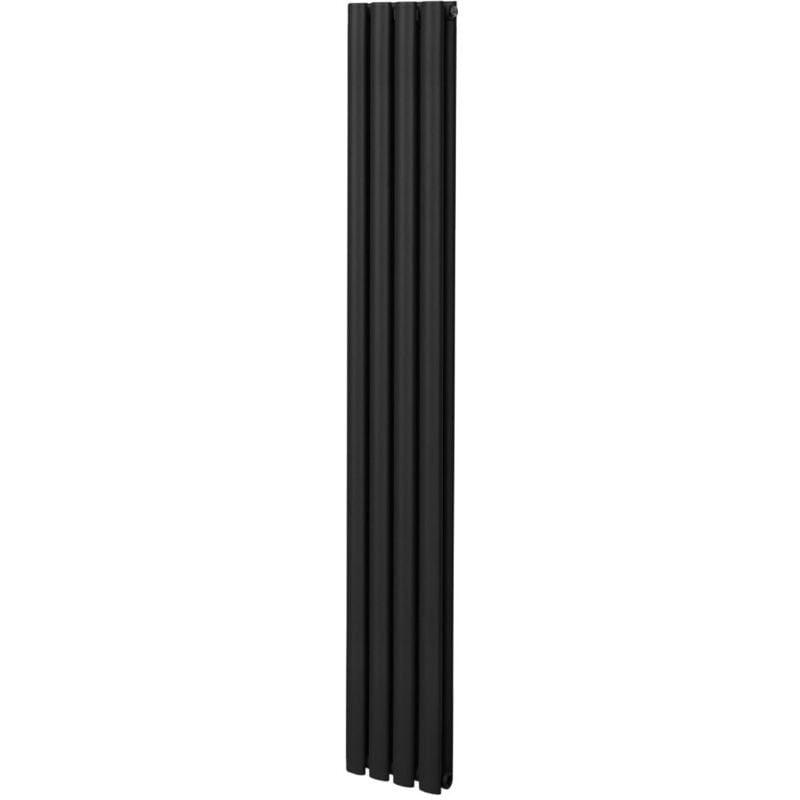 Monster-shop - Radiateur à Colonne Ovale 1800mm x 240mm, Chauffage Moderne Vertical à Tube Ovale en Acier au Carbone Noir Mat, Cuisine Salon Salle de