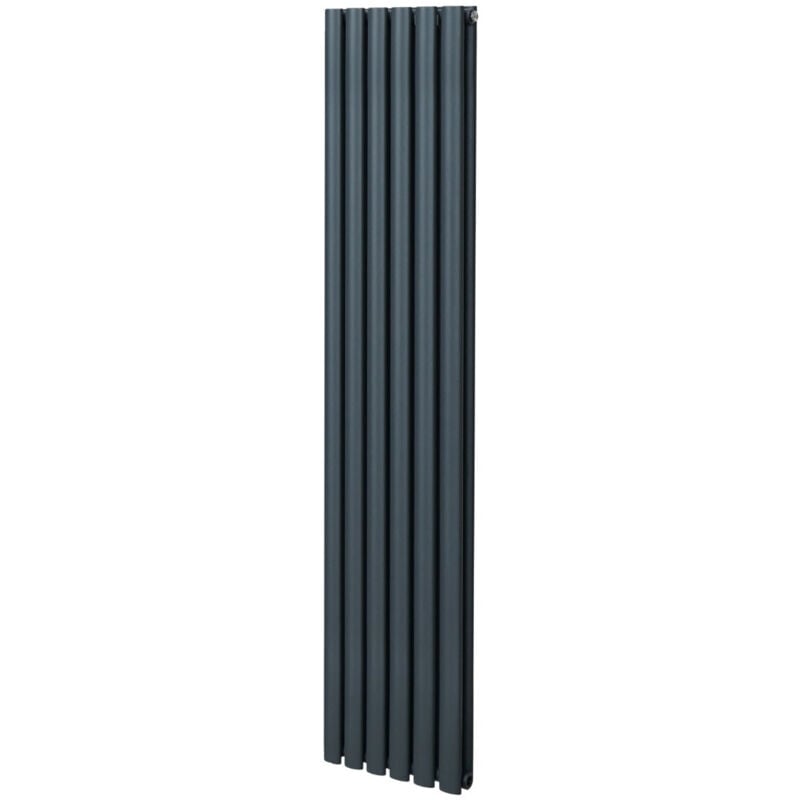 Monster-shop - Radiateur à Colonne Ovale 1800mm x 360mm, Chauffage Moderne Vertical à Tube Ovale en Acier au Carbone Gris Anthracite Mat, Cuisine