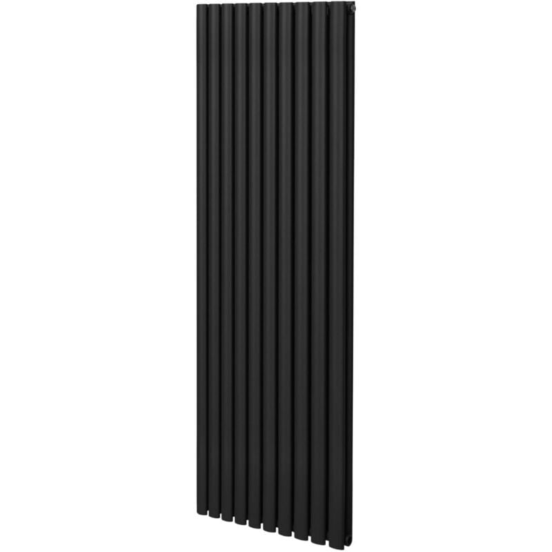 Monster-shop - Radiateur à Colonne Ovale 1800mm x 600mm, Chauffage Moderne Vertical à Tube Ovale en Acier au Carbone Noir Mat, Cuisine Salon Salle de