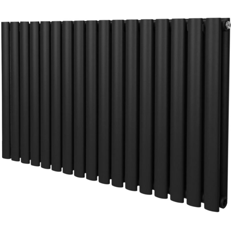 Monster-shop - Radiateur à Colonne Ovale 600mm x 1020mm, Chauffage Moderne Horizontal à Tube Ovale en Acier au Carbone Noir Mat, Cuisine Salon Salle