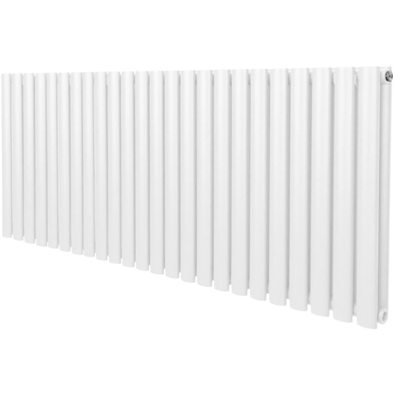 Monster-shop - Radiateur à Colonne Ovale 600mm x 1440mm, Chauffage Moderne Horizontal à Tube Ovale en Acier au Carbone Blanc Brillant, Cuisine Salon