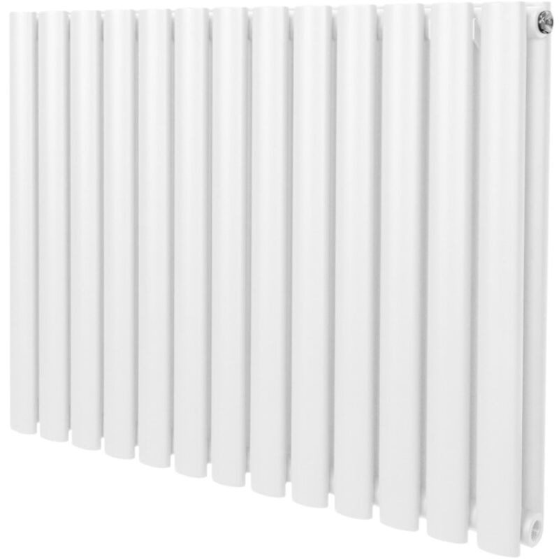 Monster-shop - Radiateur à Colonne Ovale 600mm x 780mm, Chauffage Moderne Horizontal à Tube Ovale en Acier au Carbone Blanc Brillant, Cuisine Salon