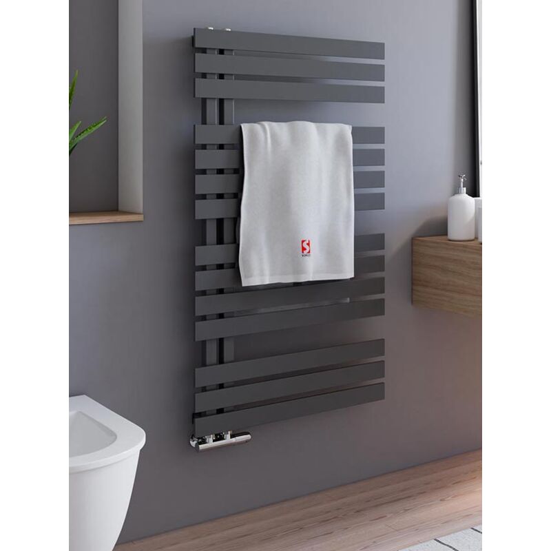 Schulte - Radiateur à eau chaude Breda, radiateur design plat avec raccord décalé sur le côté, en acier anthracite, 106 x 60 cm