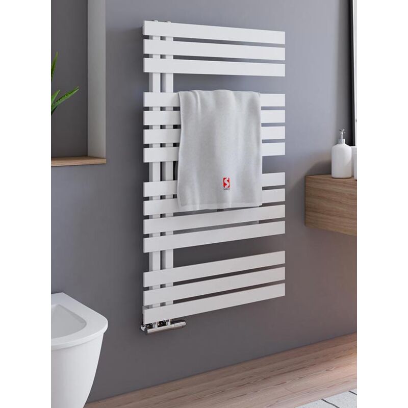 Schulte - Radiateur à eau chaude Breda, radiateur design plat avec raccord décalé sur le côté, en acier blanc alpin, 106 x 60 cm