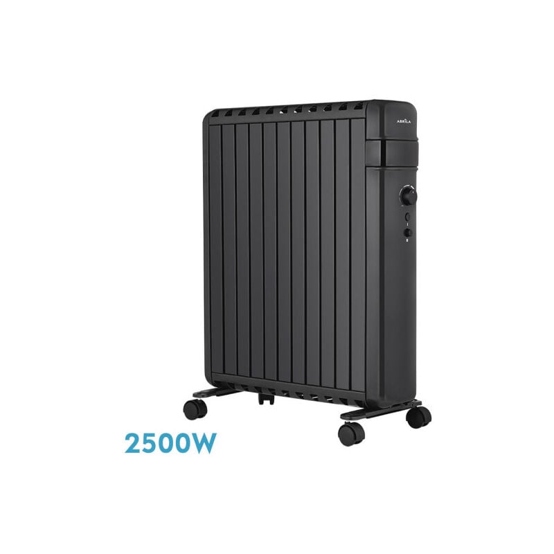 Fabrilamp - Refroidisseur d'huile polonia 2500w noir ailettes fermées 11 éléments 3 puissances protection anti-basculement 63,5x52,5x24,5cm