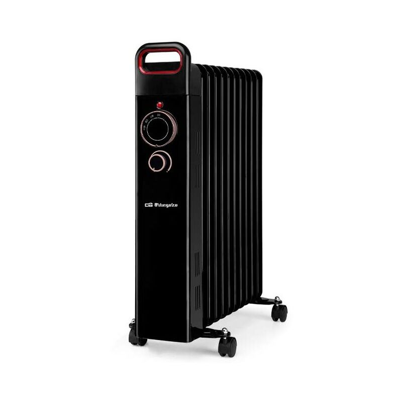 Radiateur à Bain d'Huile 2500W Chauffage électrique 11 éléments Orbegozo RUN2500. Thermostat réglable, noir
