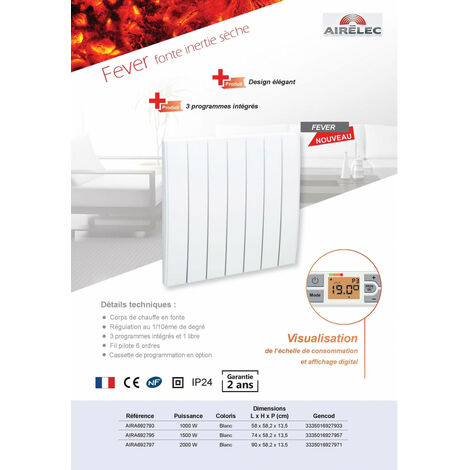 Radiateur à inertie - coeur de chauffe en fonte - Fever