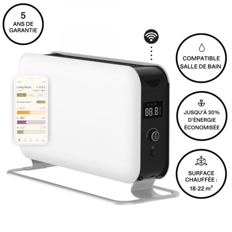 Radiateur à inertie électrique 1500W – IPX4 pour salle de bain – Régulateur PID – Contrôle WiFi pour chauffage optimisé – Mill