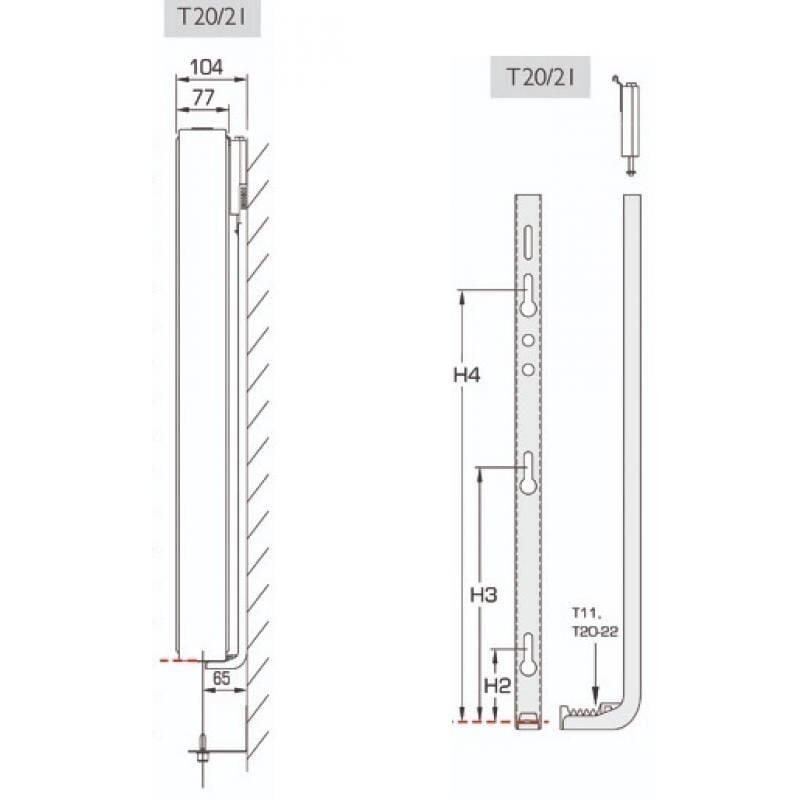 Radiateur eau chaude acier vertical habillé Vertex RAL9016 type 21 H2000xL600 - 2160W Stelrad