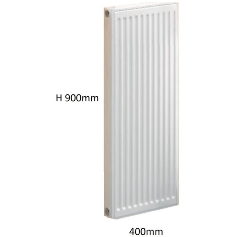 Radiateur Eau-chaude 716W acier blanc horizontal 900x400x72mm 4 orifices (sans support) chauffage central Samba 21 Chappee