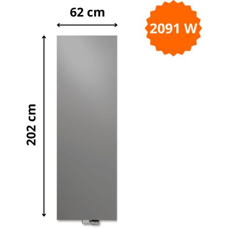 Radiateur acier H. 202 x L. 62 cm Niva vertical N2L1 laqué Vasco