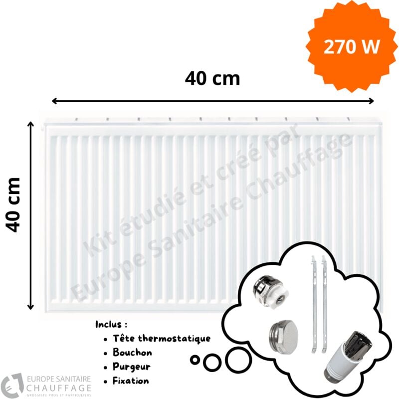 Stelrad - Radiateur Acier H.40 x L.40 cm 270W T11