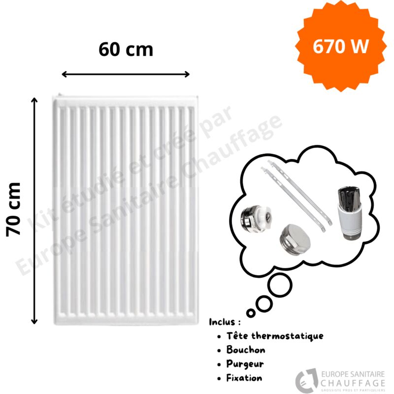 Radiateur Acier H.70 x L.60 cm Stelrad 670W T11