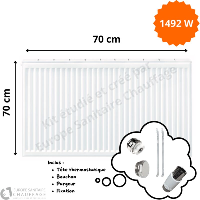 Stelrad - Radiateur Acier H.70 x L.70 cm 1492W T22